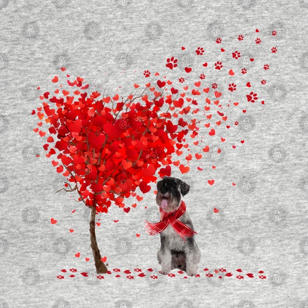 Happy Valentine's Day Heart Tree Love Standard Schnauzer by cyberpunk art